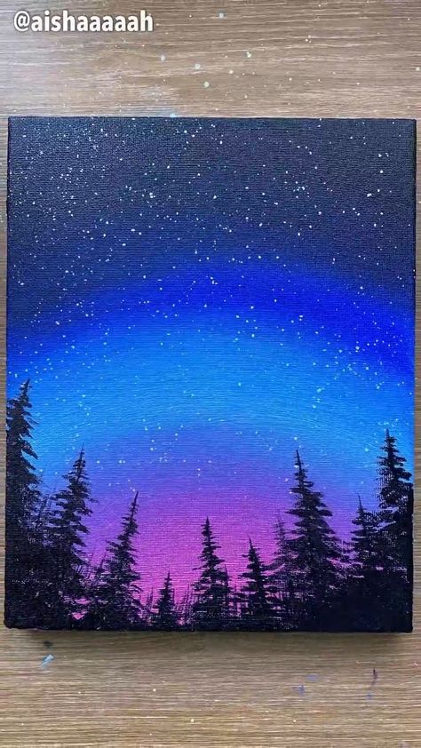 Northern Lights Acrylic Painting, Simple Painting, Canvas Painting Tutorials, Simple Canvas Paintings, Soyut Sanat Tabloları, Abstract Art Painting Diy, Canvas Painting Designs, Painting Ideas On Canvas, Landscape Art Painting