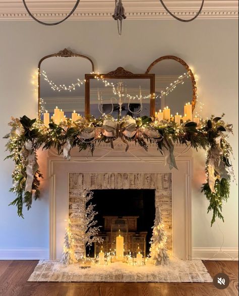 Fireplace With Candles Inside, Fireplace With Candles, Fireplace Candles, Candles In Fireplace, Fireplace, Holidays, Candles