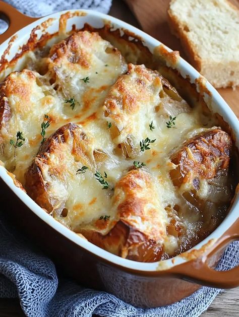 French Onion Soup Casserole Heavenly Onion Casserole, French Onion Casserole Recipes, French Onion Soup Casserole Recipe, Recipe With French Onion Soup, French Onion Soup Casserole, Onion Soup Casserole, Best Whole Grain Bread, Delicious Casserole Recipes, French Onion Casserole