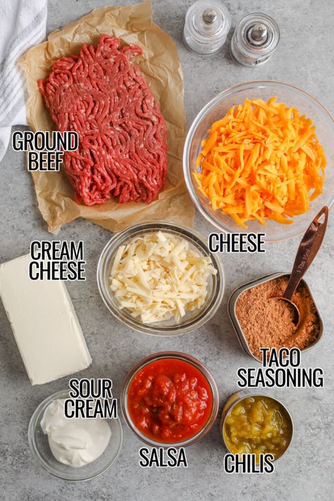 Ground Beef Dip, Baked Taco Dip, Ground Beef Taco Dip, Cream Cheese Salsa Dip, Taco Ground Beef, Hot Taco Dip, Ground Beef Cream Cheese, Nachos Dip Recipe, Ground Beef Nachos