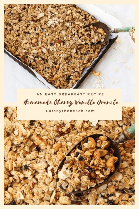 Cherry Granola, Vanilla Granola, Granola Snacks, Easy Breakfast Recipe, Cherry Vanilla, Keto Recipes Breakfast, Filling Breakfast, Bar Recipes, Honey Roasted