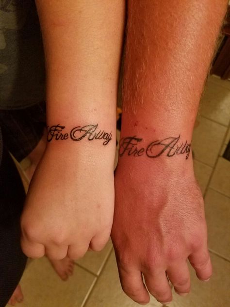 My boyfriend and I's new tattoos #tattoo #chrisstapleton #fireaway #couplestattoo Chris Stapleton Tattoo, Chris Stapleton, S Tattoo, My Boyfriend, Infinity Tattoo, New Tattoos, Tattoo Quotes, My Style, Tattoos