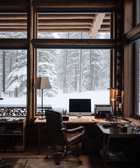 Chalet Office, Home Office Space Design, Modern Home Office Design, Studio Lifestyle, Modern Home Office Furniture, Lifestyle Images, Cozy Home Office, Spa Interior, Peaceful Living