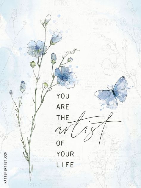 Watercolor With Quotes, Watercolor Quotes Inspirational, Painting Quotes Inspirational, Calligraphy Art Quotes Inspiration, Journal Quotes Inspirational, Flowers Quotes Inspirational, Blue Inspirational Quotes, Blue Thoughts, Someday Quotes