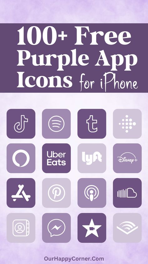 100 Free Purple App Icons For Your iPhone - Our Happy Corner Free Purple App Icons, Cute Settings App Icon, Purple Icons Ios, Purple Iphone Widgets, Ios Icons Purple, Purple Iphone App Icons, Iphone Icons Purple, Purple Iphone Icons, Purple Phone Icon