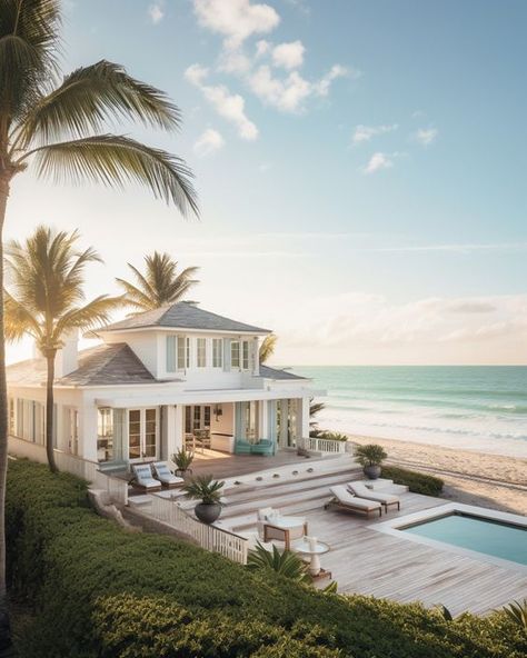 Beach Front House Coastal, Massive Beach House, Home Near Beach, Hawaii House Aesthetic, Beach Homes Exterior, Dream Beach Houses Luxury, Beach House Rooms, Beach House Mansion, Big Beach House