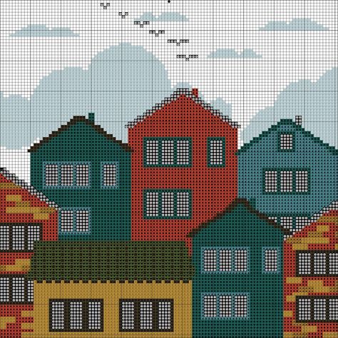 City houses cute free cross stitch hand embroidery pattern – JPCrochet Houses Cute, Cute Houses, City Houses, House Silhouette, Easy Cross Stitch, Cross Stitch House, Easy Cross Stitch Patterns, Easy Cross, Cute House