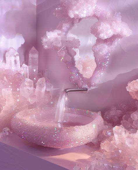 Crystal bathrooms & diamond covered bathroom stuff.✨💗 Because. Why not? You might feel protected while you 💩 Tomorrow I’m releasing a reel with these bathroom beauties, ANIMATED, and it’s MY FIRST REEL.✨💗 ⚠️These are not real, btw, just having fun and enjoying new visions as they come in. I was also inspired by a crystal mirror set I saw by @euphoriaai.art last week & promised to give credit. Thank you for providing inspo.💕 What does your fantasy bathroom look like? Xo, Heather . . . ✨I... Fantasy Bathroom, Glitter Bathroom, Elvira Movies, Fun Beauty Products, Crystal Room Decor, Crystal Bathroom, Crystal Mirror, Cozy Library, Crystal Room