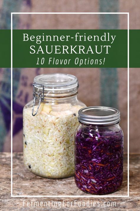 Homemade Sourkraut, Fermented Sauerkraut Recipes, Fermented Vegetables Recipes, Make Sauerkraut, Making Sauerkraut, Fermented Sauerkraut, Canning Peaches, Homemade Sauerkraut, Fermented Cabbage