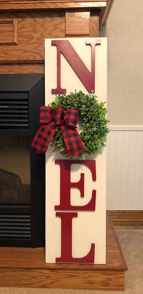 Slim design NOEL sign Diy Wooden Signs, Signs For Christmas, Rustic Projects, Wooden Signs Diy, Diy Christmas Decorations, Christmas Wood Crafts, Christmas Porch, Crafts Handmade, Christmas Wood