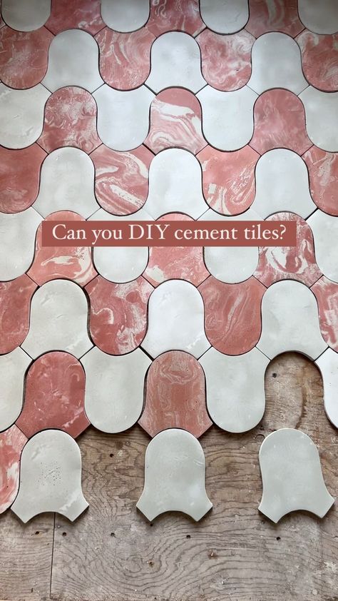 How To Make Cement Tiles, Concrete Tiles Diy, Diy Concrete Tiles, Wavy Tile, Bathroom Tile Diy, Bag Of Cement, Cement Tile Floor, Tile Steps, Creative Tile