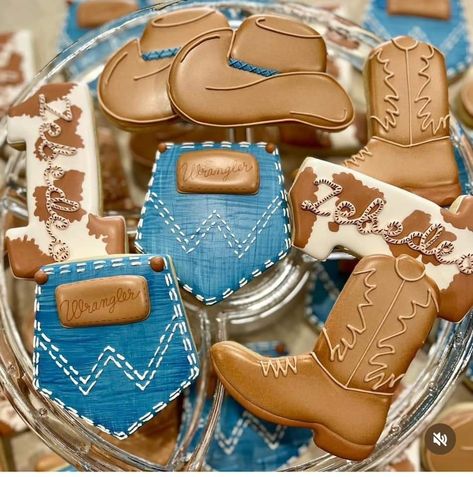 Cowboy Birthday Theme Boys, Lane Frost Birthday Party, Country Themed Birthday Cakes, Western Birthday Party Decorations For Men, Horseshoe Decorated Cookies, Western First Birthday Cookies, Rodeo Theme Cake Pops, 1st Rodeo Cookies Boy, Cowboy Birthday Cookies