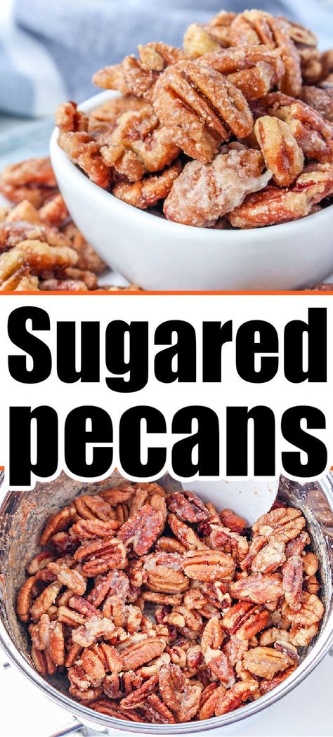 Sugared Nuts and pecans that are candied and the best sweet treat or Christmas dessert to snack on. #pecans #candiednuts #sugaredpecans #sugarednuts Sugar Coated Pecans, Coated Pecans, Fiber Recipes, Recipes For Diabetics, Glazed Pecans, Best Christmas Desserts, Sugared Pecans, Healthy Recipes For Diabetics, Spiced Pecans