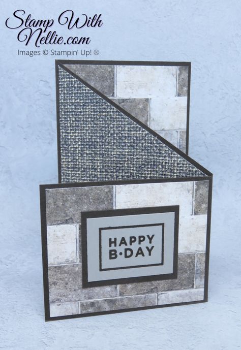 Stampin Up Masculine Birthday Cards 2022, Masculine Cards Handmade, Folding Ideas, Mens Cards, Fancy Fold Card Tutorials, Male Birthday, Homemade Birthday Cards, White Cards, Fun Folds