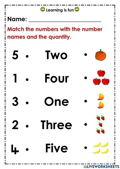 Number Names Worksheet, Exercise For Kindergarten, Number Names, Math Apps, Kindergarten Math Worksheets, Kindergarten Worksheets, Online Workouts, Worksheets For Kids, Math Worksheets