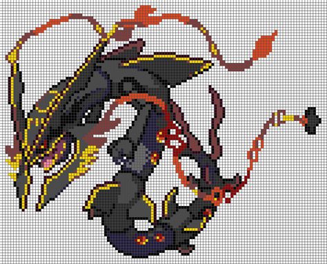 Pokemon Shiny Mega Rayquaza, Pokemon Sprites Pixel Art, Perler Bead Pokemon Patterns, Ancient Pokemon, Mega Rayquaza, Rayquaza Pokemon, Pokemon Cross Stitch Patterns, Pokemon Cross Stitch, Pokemon Bead