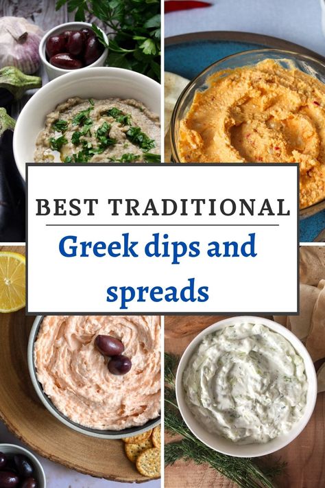 Best traditional Greek dips and spreads. Greek Chicken Dip, Greek Sauce Recipes, Greek Dips And Spreads, Greek Dips Recipes, Greek Lunch Recipes, Greek Salad Dip, Greek Sauces, Greek Mezze, Greek Foods For Party