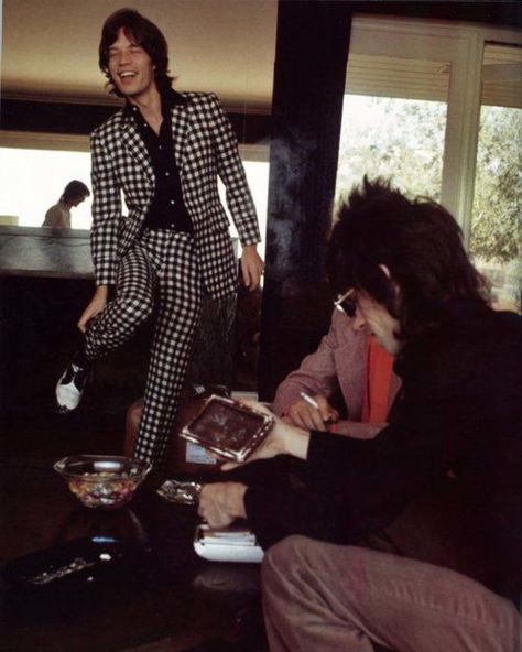 How to work the open-collared shirt – Timothy Everest Groomsmen Fashion, Checkered Suit, Moves Like Jagger, Like A Rolling Stone, Charlie Watts, Greatest Rock Bands, I'm With The Band, Keith Richards, Mick Jagger