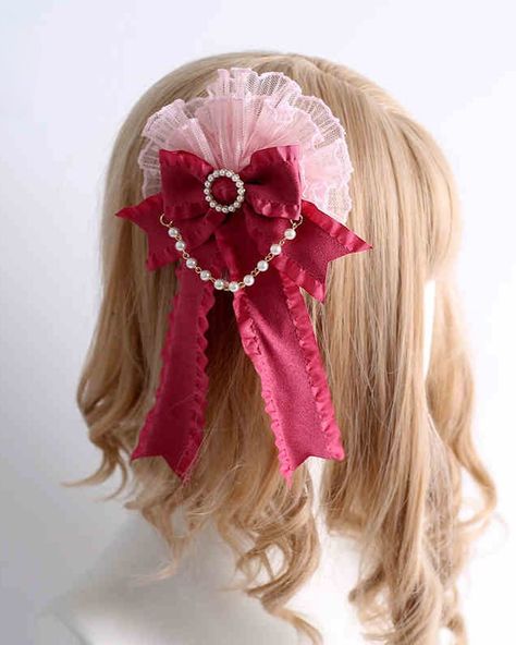 🎀Magenta doll-style bonnet, polka dot tulle headband, floral hair clip, mini top hat, and choker. Shop here: https://www.devilinspired.com/Little-Ghost #lolitaaccessories #lolitaheadpieces Heart Hair Accessories, Lace Hairband, Tulle Headband, Steampunk Fashion Female, Steampunk Fashion Male, Floral Hair Clip, Headpiece Hairstyles, Mini Top Hat, Steampunk Accessories