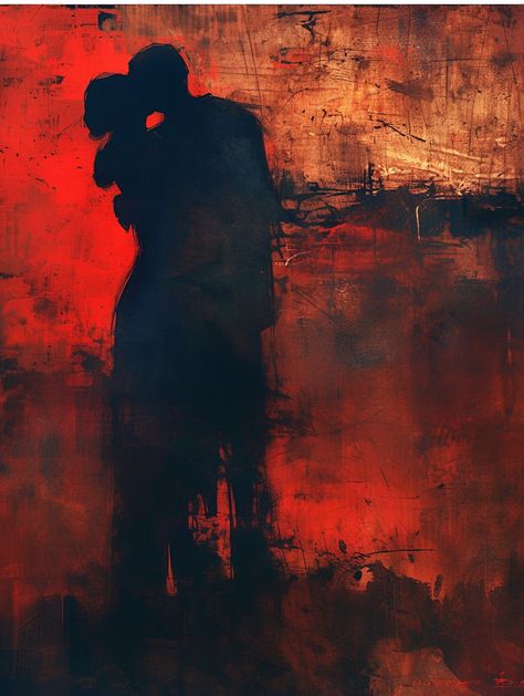 Tragic Love Painting, Paintings About Unrequited Love, Romance Abstract Art, Painting Of Unrequited Love, Dark Red Painting Aesthetic, Dark Paintings, Romance Art, Magic Art, Dreamy Art