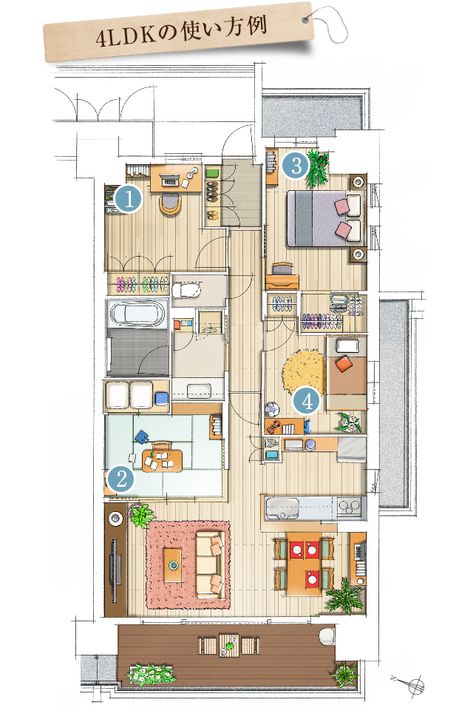 Japanese Apartment Layout, Anime Architecture, Japan Apartment, Small House Blueprints, Japanese House Design, Japanese Apartment, Small Home Plan, Asian House, Interior Architecture Drawing