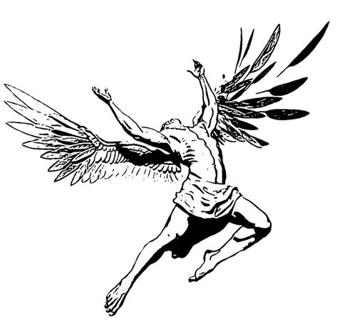 Stanczyk Tattoo, Cherubim Art, Cygnus Tattoo, Icarus Illustration, Icarus Sketch, Icarus Drawing, Icarus Tattoo Minimalist, Fall Of Icarus Tattoo, Icarus Tattoo Design