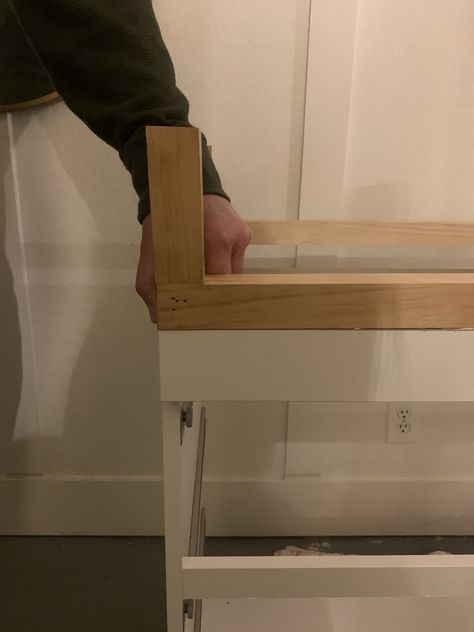 Malm Dresser Hack Nursery, Base For Malm Dresser, Ikea Malm Dresser Hack Nursery, Ikea Malm Dresser Base, Add Legs To Malm Dresser, Dresser Base Ideas, Diy Malm Dresser Makeover, Adding Legs To Ikea Malm Dresser, Malm Decor Ideas