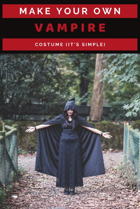 Women’s Vampire Costume Diy, Vampire Costume Ideas Women Diy, Vampire Diy Costume Women, Womens Vampire Costume Diy, Woman Vampire Costume, Vampire Costume Diy Female, Easy Vampire Costume, Halloween Vampire Costumes Women, Easy Vampire Costume Women