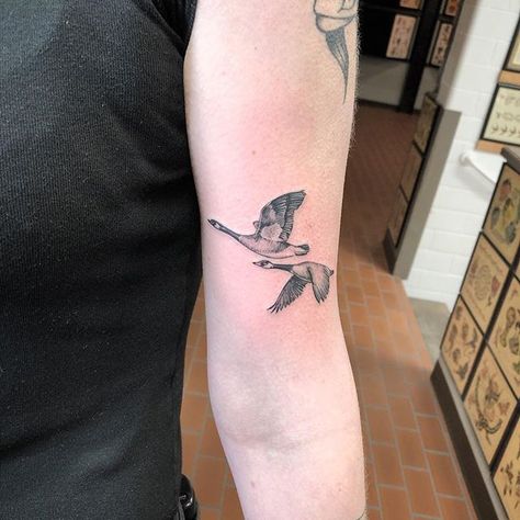 Geese Tattoo, Alex Tattoo, Goose Tattoo, Aa Tattoos, Dragon Tattoo Ideas, Spilled Ink, Tattoos Inspo, Wild Geese, Petit Tattoo