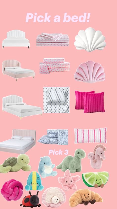 Pick you base board, you sheets, your pillows, and 3 extras! Preppy Bed, Fun Sleepover Activities, Preppy Outfits For School, Tropical Bedrooms, Cute Gifts For Friends, Dream Life House, Crystal Garden, Fun Sleepover Ideas, Pretty Room