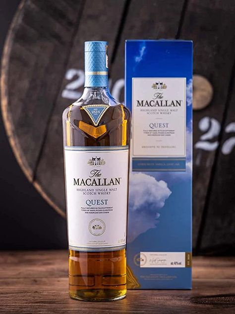 Macallan Quest Speyside single malt Scotch whisky. Travel Retail bottling mature in four varieties of cask. Lagavulin Whiskey, Macallan Whisky, Macallan Distillery, Travel Retail, Single Malt Scotch Whisky, Aberlour Whisky, Single Malt Whisky, Malt Whisky, Rest And Relaxation