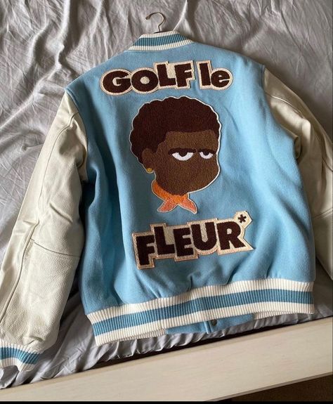 Fleur Tyler The Creator, Golf Wang, Luxury Men, Letterman Jacket, Tyler The Creator, Blue Outfit, Biker Style, Mode Inspiration, Mens Streetwear