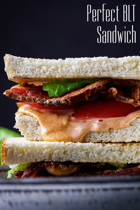 Here's how to make the classic BLT (Bacon, Lettuce, and Tomato) Sandwich with special sauce. #BLT #sandwich #bacon #lunch #easyrecipe | alittleandalot.com Blt Sauce, Blt Club Sandwich, Perfect Blt Sandwich, Bacon Lunch, Sandwich Blt, Blt Sandwich Recipes, Blt Sandwiches, Perfect Blt, Blt Wraps