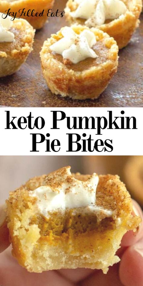 Pumpkin Pie Bites, Ketone Recipes, Dolce Poche Calorie, Pumpkin Cravings, Desayuno Keto, Keto Pumpkin Pie, Mini Pumpkin Pies, Postre Keto, Pie Bites