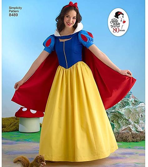 Amazon.com: Simplicity US8489HH Disney Women's Snow White Costume Sewing Pattern, Sizes 14-20 : Arts, Crafts & Sewing Snow White Dress, Snow White Dresses, Snow White Costume, White Costume, White Costumes, Costume Sewing Patterns, Disney Snow White, Dress Patterns Free, Disney Princess Dresses