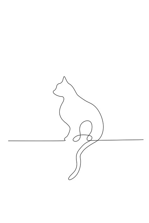 Sitting Cat Line Drawing Cat, Cat Line Art, Line Art Printable, Single Line Art, Drawing Minimalist, Abstract Cat, Single Line Drawing, Single Line, Cat Sitting