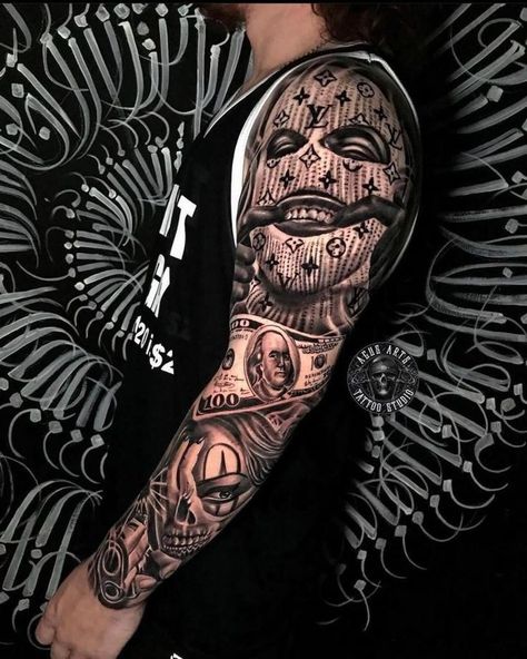 Chicano Sleeve Tattoo, Chicano Sleeve, Wing Tattoos On Back, Arm Tattoos For Guys Forearm, Arm Tattoos Drawing, Full Leg Tattoos, Men Tattoos Arm Sleeve, Chicano Tattoo, Full Arm Tattoos