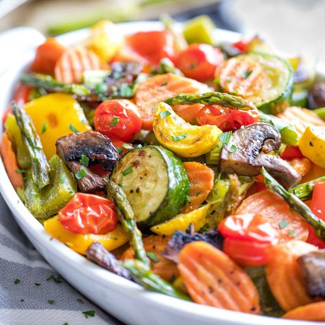 Healthy Side Dishes Vegetable, Medley Vegetables Recipe, Roasted Garden Vegetables, Vegetables Baked In The Oven, Meal Prep Roasted Veggies, Vegetables For Large Groups, Sheet Pan Side Dishes, Roasted Vegetables Casserole, Bbq Roasted Vegetables