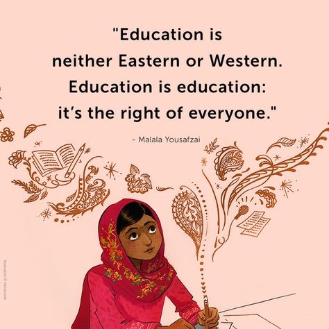 This image really spoke volume and really went well with the issue I have chosen to tackle as education is the right for everyone this sentence was really powerful so I took parts of the quote to include in the presntation as it was quite inspirational. Female Education Quotes, Malala Yousafzai Quotes Woman, Women Education Quotes, Womens Empowerment Quotes, Malala Yousafzai Quotes, Human Rights Quotes, Womens Empowerment, Women Education, Malala Yousafzai