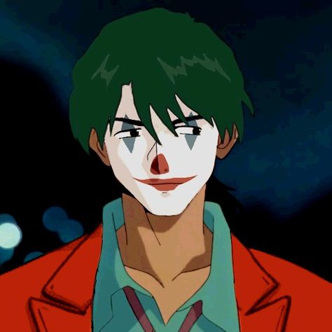 Anime Joker Pfp, Clown Anime Icon, Ryoji Kaji, Joker Anime, Joker Pfp, Joker Meme, Joker Mask, Azumanga Daioh, Clown Faces