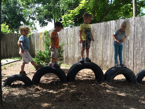 Natural Outdoor Playground, Tire Playground, Outdoor Kids Play Area, Preschool Playground, Outdoor Play Space, Play Area Backyard, Outdoor Play Spaces, Backyard Kids Play Area, Preschool Teachers