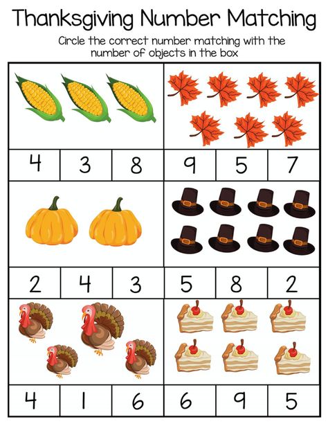 Thanks Giving Math Activity, Thanksgiving Kids Worksheets, Thanksgiving Math Kindergarten Free, Preschool Thanksgiving Math Activities, Thanksgiving Counting Preschool, Thanksgiving Math For Kindergarten, November Preschool Worksheets, Thanksgiving Worksheets Preschool Free, Math Thanksgiving Activities Preschool