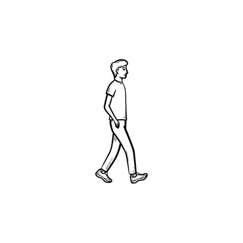 Walking person hand drawn outline doodle... | Premium Vector #Freepik #vector #background #people #city #hand A Person Walking Drawing, Person Tattoo Outline, Someone Walking Drawing, Person Walking Side View Drawing, Person Walking Illustration, Guy Walking Drawing, Walking Person Drawing, Man Walking Drawing, People Walking Drawing