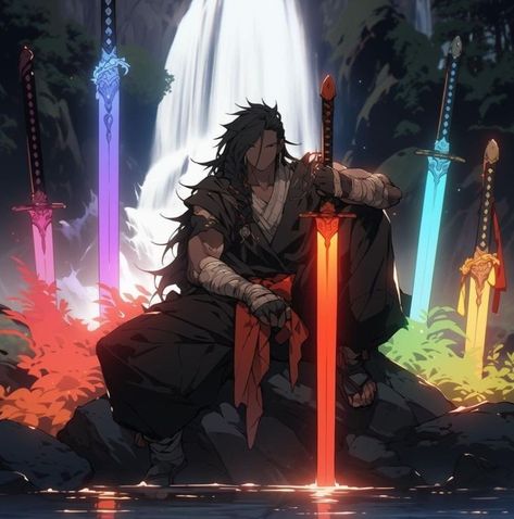 Cursed Swordsman, Cultivator Art, Fantasy Swordsman, Magic Swordsman, Dnd Art, Anime Warrior, Fantasy Concept Art, Fantasy Warrior, Character Design Male