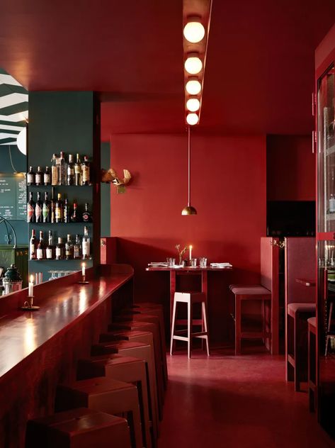 Uglycute, Idha Lindhag · Bar Central · Divisare Stockholm Restaurant, Red Interior Design, Furniture Joinery, Red Restaurant, Wine Bars, Red Bar, Bar Interior Design, Modern Restaurant, Bar Interior