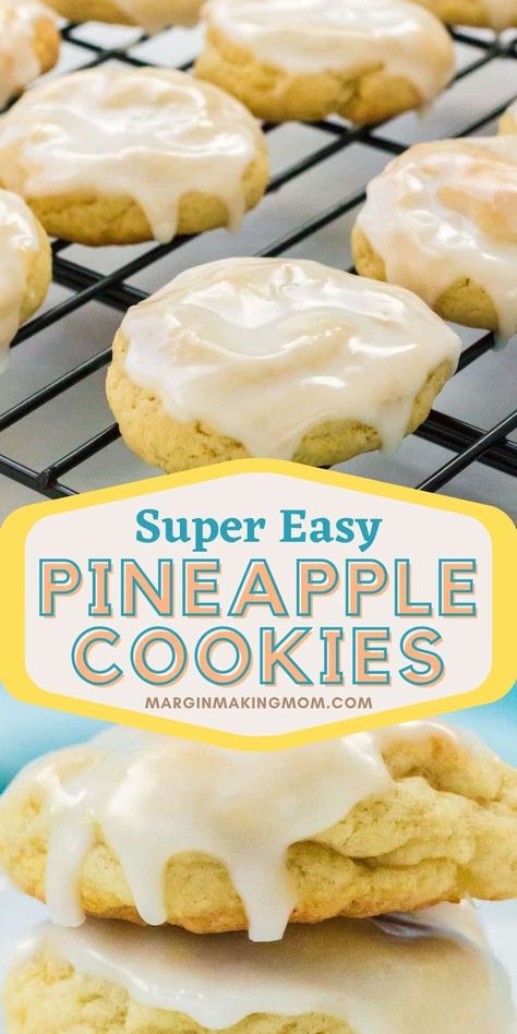 Pineapple Cookies, Pineapple Desserts, Pineapple Recipes, Drop Cookies, 140 Pounds, Crushed Pineapple, Cake Mix Cookies, Soft Cookie, Yummy Cookies