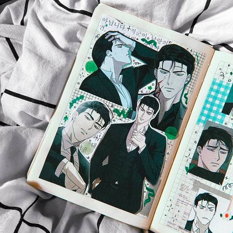 녹색전상 Jin Cheongwoo scrapbooking journal под зеленым светом manhwa Manhwa Journal Ideas, Jin Cheongwoo, Under The Greenlight, Rose Book, Anime Journal, Scrapbooking Journal, Journal 3, Cute Journals, Bullet Journal Design Ideas