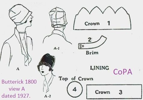 1920s Hats Women, 1920 Hats, 1920s Patterns, Easy Sewing Patterns Free, Cloche Hat Pattern, 1920s Hats, Art Deco Hats, 1920s Hat, 1940s Hats