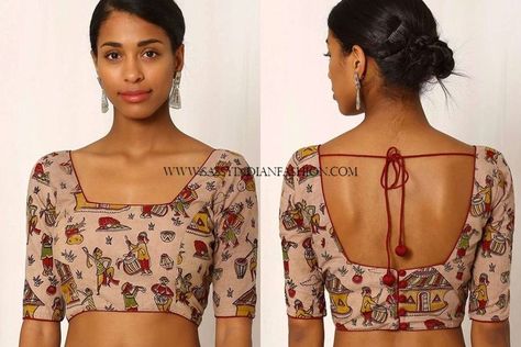 250+ Best Kalamkari Blouse Designs for Cotton Saree (2022) Kalamkari Blouses, Saree 2022, Simple Saree Blouse Designs, Vintage Bikinis, Kalamkari Blouse Designs, Renda Kebaya, Ikat Blouse Designs, Mendhi Decor, Casual Blouse Designs