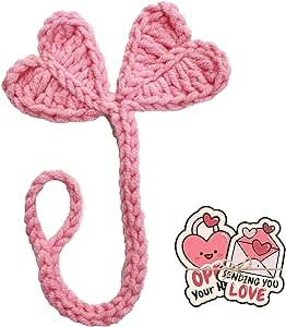 Crochet Heart Leaf Sprout, Ideal Corner Bookmark for Bookworms, Unique Headphone Accessory and Cable Tie Crochet Cable Tie, Valentine's Gift Idea, Crochet Cord Organizer Tie Crochet, Handmade Valentine Gifts, Crochet Bookmark, Heart Leaf, Gift For Gamer, Corner Bookmark, Unique Valentines Gifts, Crochet Cord, Cord Organizer